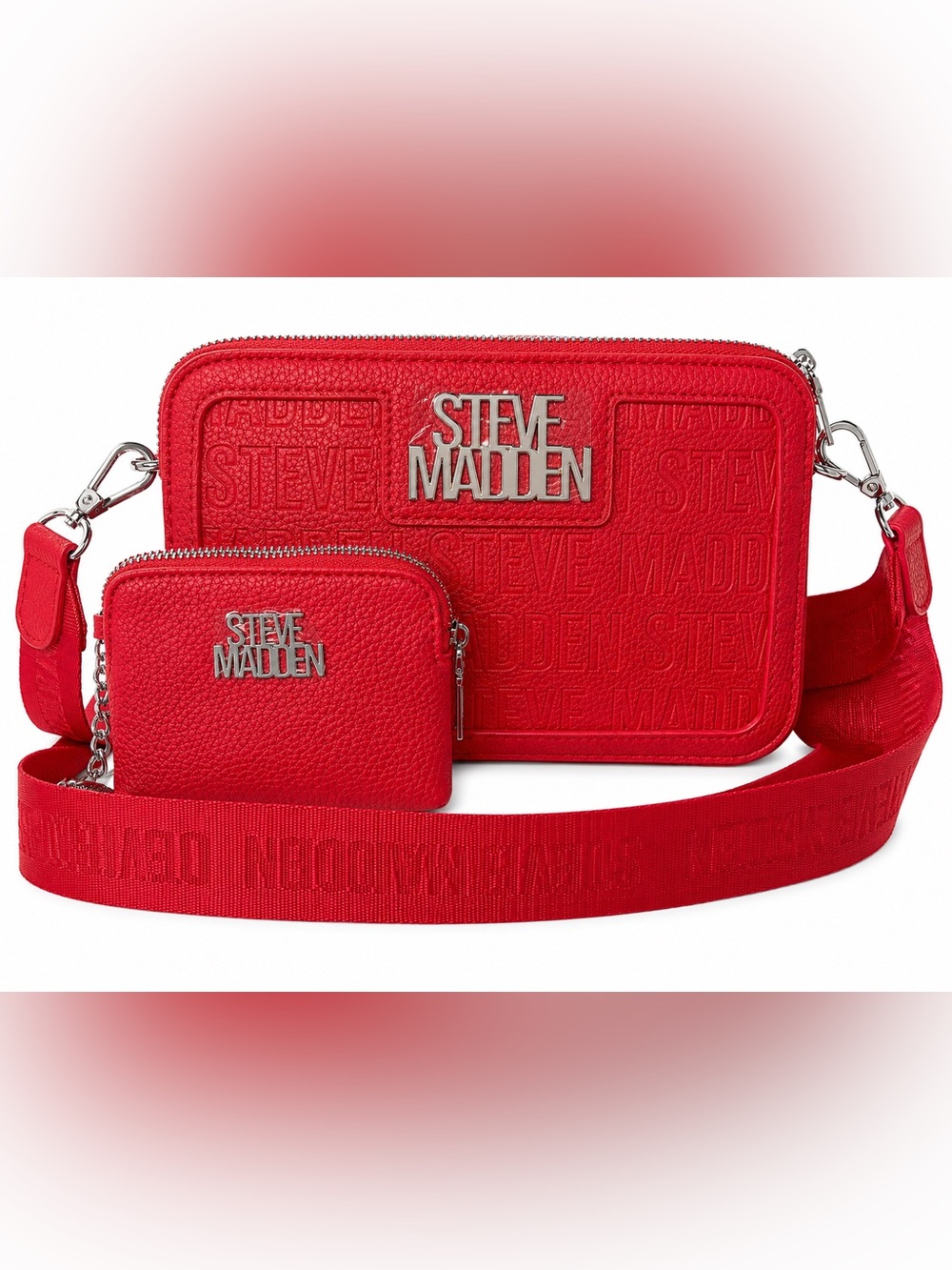 Steve Madden Red Double-Zip Crossbody Bag